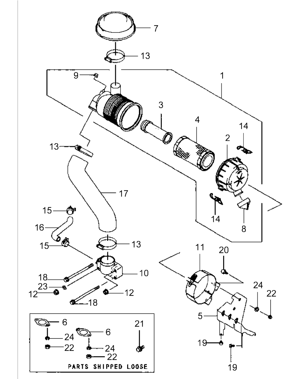 Fh680v-Bs29 Air Filter And Muffler Diagram and Parts List for M54-KW 53BB5DBW750-23-HP Cub Cadet Lawn Tractor